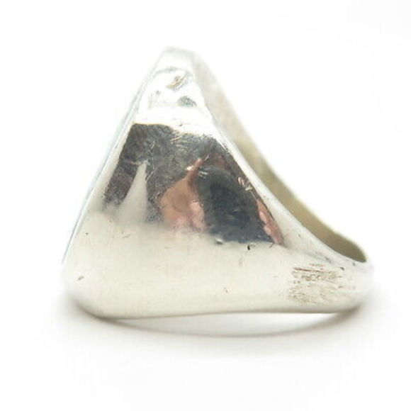 925 Sterling Silver Vintage Navajo Real Turquoise Inlay Tribal Ring Size 10.5 - Picture 6 of 8